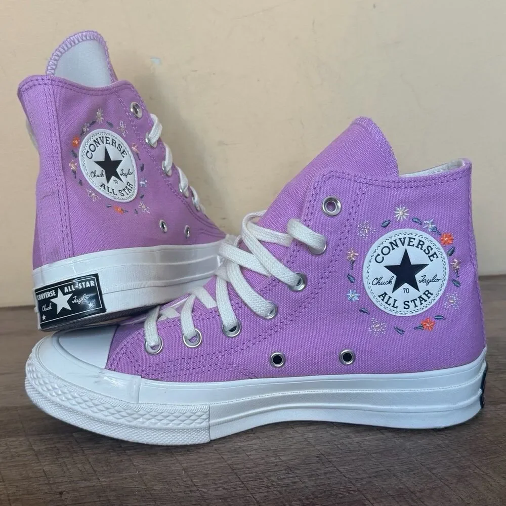 Women's Converse Chuck 70 Little Flowers A11561F Shoes Grape Fizz size 7 - Picture 2 of 8
